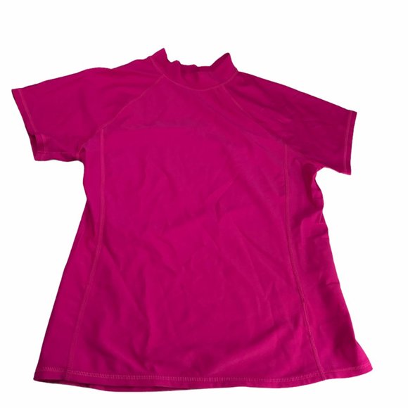 Land's End Swim Shirt Rash Guard Hot Neon Pink XL